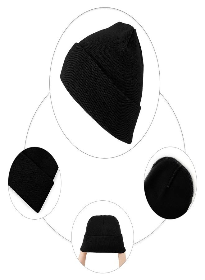 QPIXVB Black Beanie,Winter Beanie Hats for Women Men,Christmas Stocking Stuffers Under 10 Dollars for Teens Dad Mom,White Elephant Gifts for Adults,Camping Hiking Gift,Brimless Hat - Image 4